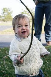 Sammy with a stick